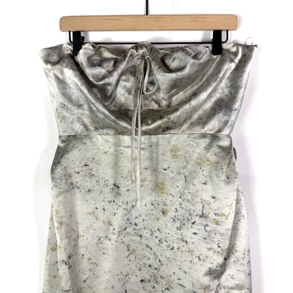 Rachel Comey Slick Dress Strapless Silk Midi Grey‎ Satin Abstract Print Sz 6 - Picture 4 of 9